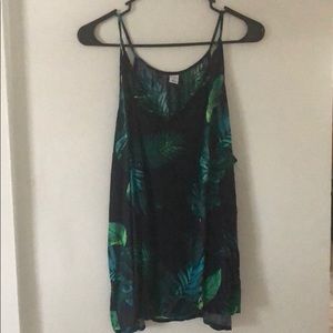 Tropical Flowy V-Neck Tank Top, XL